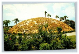 Vintage 1960's Postcard Gold Geodesic Dome Busch Gardens Tampa Florida