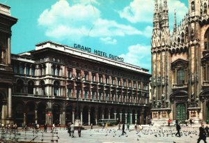 Vintage Postcard Grand Hotel Duomo Old Mansion Luxury Hotel Milano Italy