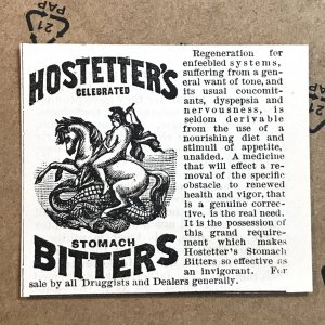 1880's Victorian Print Ad Dragon Horse Hostetter's Bitters / 2V1-93a