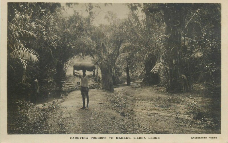 Sierra Leone carrying produce to market postcard 1921