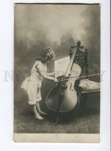 257750 Little Girl MUSICIAN violoncellist CELLO Vintage PHOTO