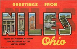 1940s Large Letters Multi View NILES OHIO Youngstown Teich linen postcard 4840