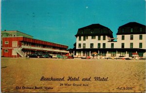 Old Orchard Beach Maine Beachwood Hotel Motel Bisson Photo 1950s Postcard H44
