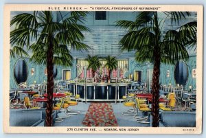 c1940 Newark New Jersey Postcard Blue Mirror Tropical Atmosphere Clinton Avenue