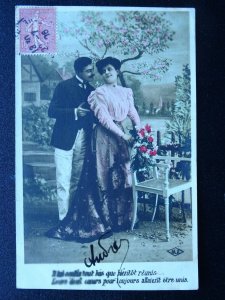 French Romance LOVE FLOWERS BLOSSOM (2) c1906 RP Postcard