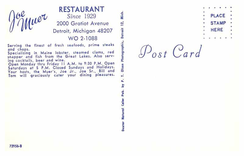 Postcard RESTAURANT SCENE Detroit Michigan MI AR1740