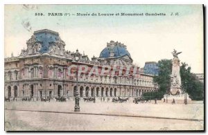 Old Postcard Paris Louvre Museum and Monument Gambetta