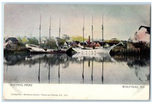 c1910 Shipping Piers Wolfville Nova Scotia Canada Unposted Antique Postcard