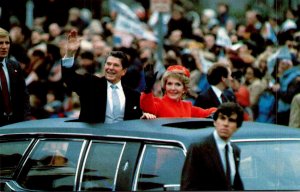 President Ronald Reagan and Mrs Reagan Riding In 1981 Inaugural Parade