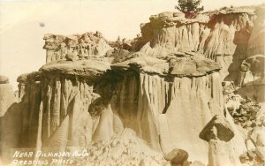 Postcard RPPC 1937 Dickinson North Dakota Rock Formation Presthus ND24-3070