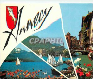 Modern Postcard Annecy Haute Savoie Lake and the Tournette Basilica of the Vi...