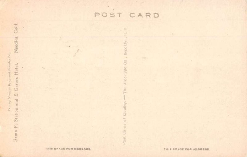 Needles California Santa Fe Station and El Garces Hotel Vintage Postcard AA13817