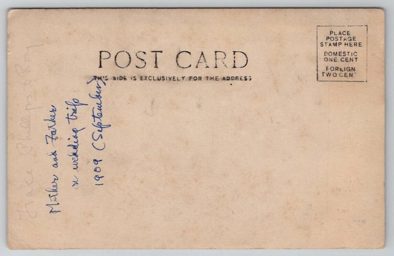 Elgin Illinois RPPC Newlyweds Roy & Grace Phillips 1909 Photo Postcard Q21