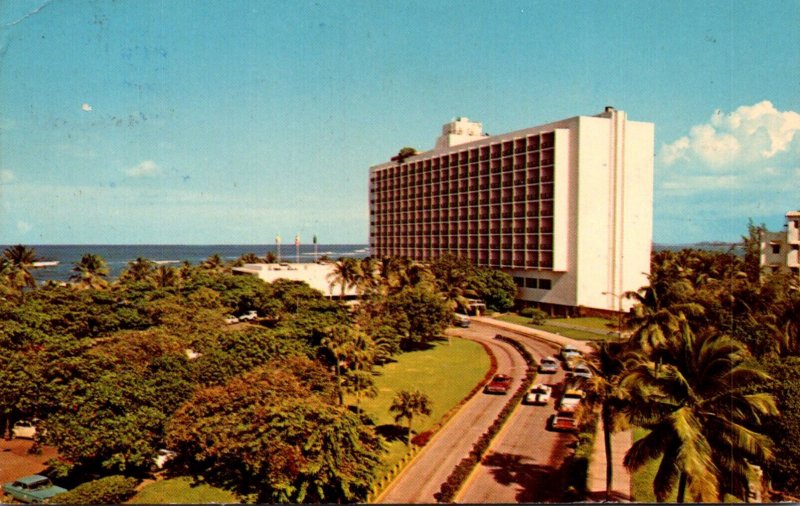 Puerto Rico San Juan Caribe Hilton Hotel Main Entrance 1972