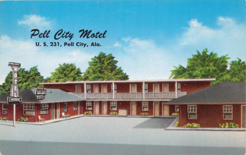 PELL CITY ALABAMA PELL CITY MOTEL US 231 & 78  POSTCARD c1962