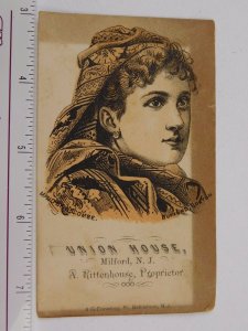 Victorian Trade Card Union House Image Of Maud Fanny Branscombe Actress F57