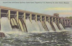 Missouri Kansas City Lake Of The Ozarks  Bagnell Dan With Seven Spillway Gate...