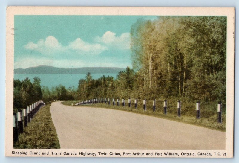 Fort William Ontario Canada Postcard Sleeping Giant And Trans Canada Highway