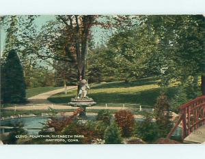 Divided-Back FOUNTAIN & PARK SCENE Hartford Connecticut CT r7961