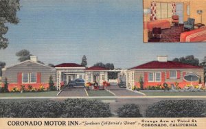 Coronado California Coronado Motor Inn Multi-View Linen Vintage Postcard U7097