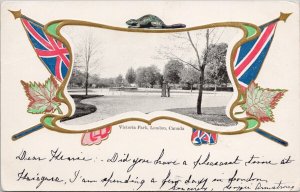 London Ontario Victoria Park Patriotic Maple 1904 Forest ONT Cancel Postcard H58