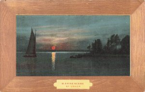 MARINE SAILBOAT ARTIST SCENES~LOT OF 2 1910s POSTCARDS