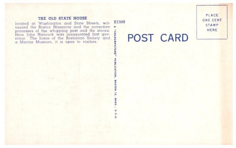 The Old State House Boston Massachusetts Postcard