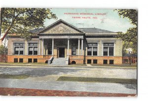 Terre Haute Indiana IN Postcard 1907-1915 Fairbanks Memorial Library