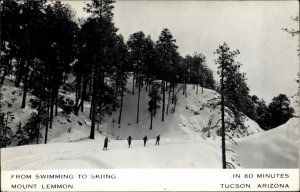 Tucson Arizona AZ Mount Lemmon Skiing Real Photo Postcard