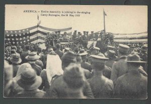 Ca 1919 PPC* WWI America Entire Assembly Joins In Singing At Camp Romange Mint