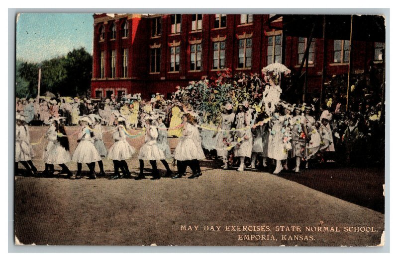 Postcard May Day Exercises State Normal School Emporia KS Vtg.Standard View Card 