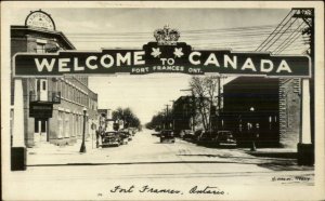 Fort Frances Ontario Welcome to Canada c1940s Real Photo Postcard