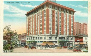 Macon Georgia Dempsey Hotel Automobiles #4 Kropp Postcard roadside 21-9006