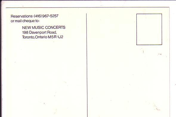 New Music Concerts, 1974-75, University of Toronto, Ontario,