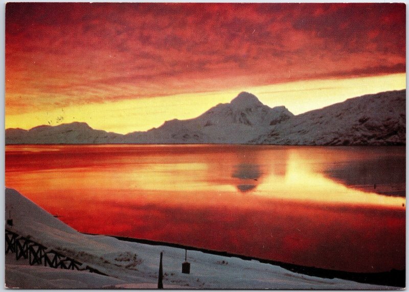 VINTAGE CONTINENTAL SIZE POSTCARD VIEW OF ARSUK BAY ICEFIELD KUNGNAT GREENLAND