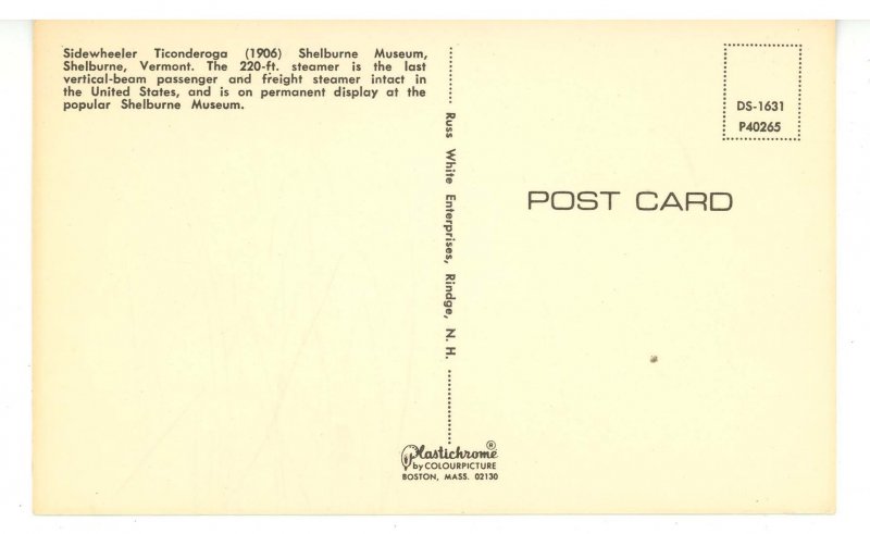 VT - Shelburne. Shelburne Museum, SS Ticonderoga