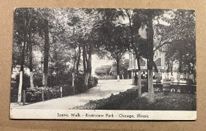 (CARDBOARD LIKE STOCK) PC UNUSED - SCENIC WALK, RIVERVIEW PARK, CHICAGO, ILL.