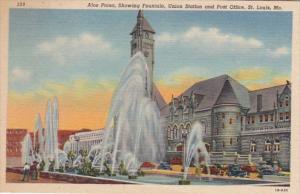 Missouri St Louis Aloe Plaza Showing Fountain Union Station and Post Office C...