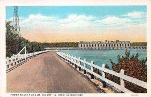 Keokuk Iowa~Power House & Dam Seen From Illinois Side~1920s Postcard