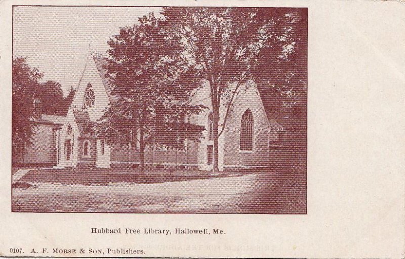 Postcard Hubbard Free Library Hallowell ME