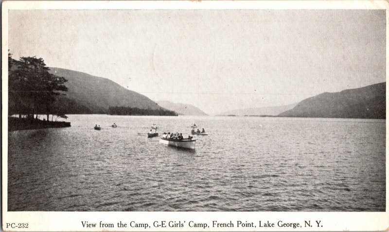 View from GE's French Point Girls' Camp, Lake George NY c1921 Postcard R52