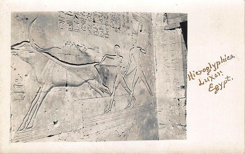 Hieroglyphies Luxor Egypt Real Photo RPPC Postcard