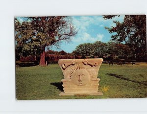 Postcard Sun Stone From Mormon Temple, Nauvoo State Park, Nauvoo, Illinois