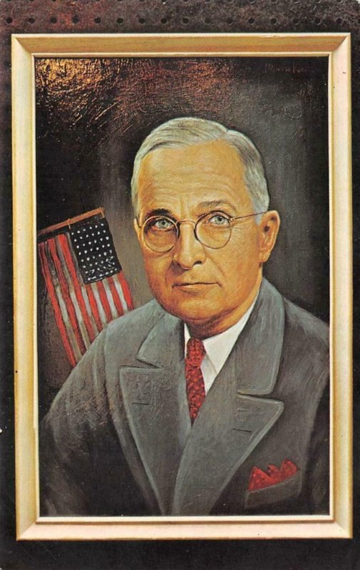 HARRY S. TRUMAN 33rd President Painting Morris Katz 1966 Vintage Postcard