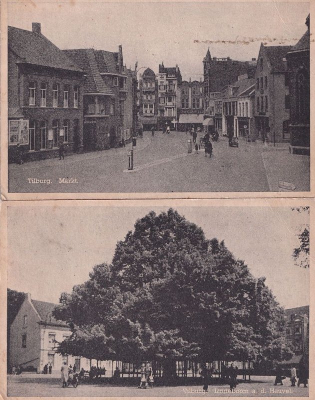 Tilburg Markt Lindeboom A D Heuvel 2x WW2 Old Postcard s