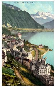 21877  Switzerland Territet   Dent du Midi  Aerial View