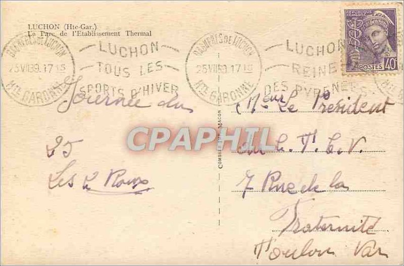 'Old Postcard LUCHON (Haute-Gar) Park drl ''Etablissement Thermal'