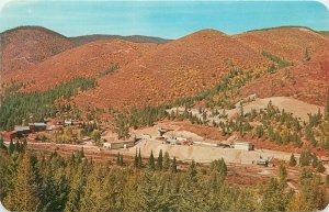 Postcard Idaho Mullan 1940s Lucky Friday Mine Birdseye Ross Hall 23-7283