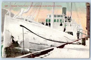 c1910's Steamer Santa Clara She Appears In Winter Juneau Alaska Antique Postcard