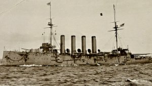 HMS Bacchante Cruiser Ship Royal Navy Vintage Postcard WWI Era RPPC